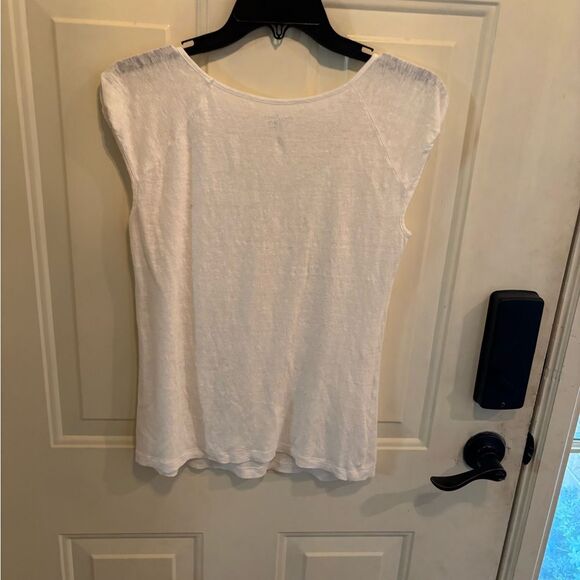 LOFT Classic White Linen Short Sleeve Top - Picture 3 of 4